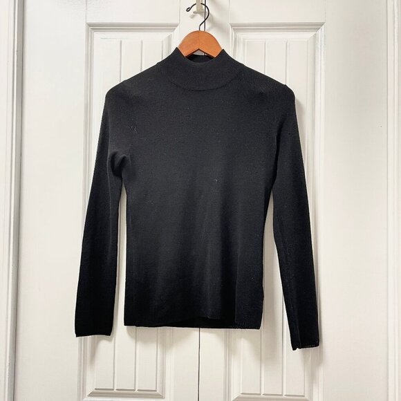 Vintage Camela Merino Wool Blend Knit Mockneck Sweater Black - Picture 1 of 10